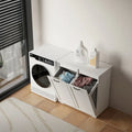 Laundry Storage Cabinet with 2 Removable Liner Bags and Divided Hamper