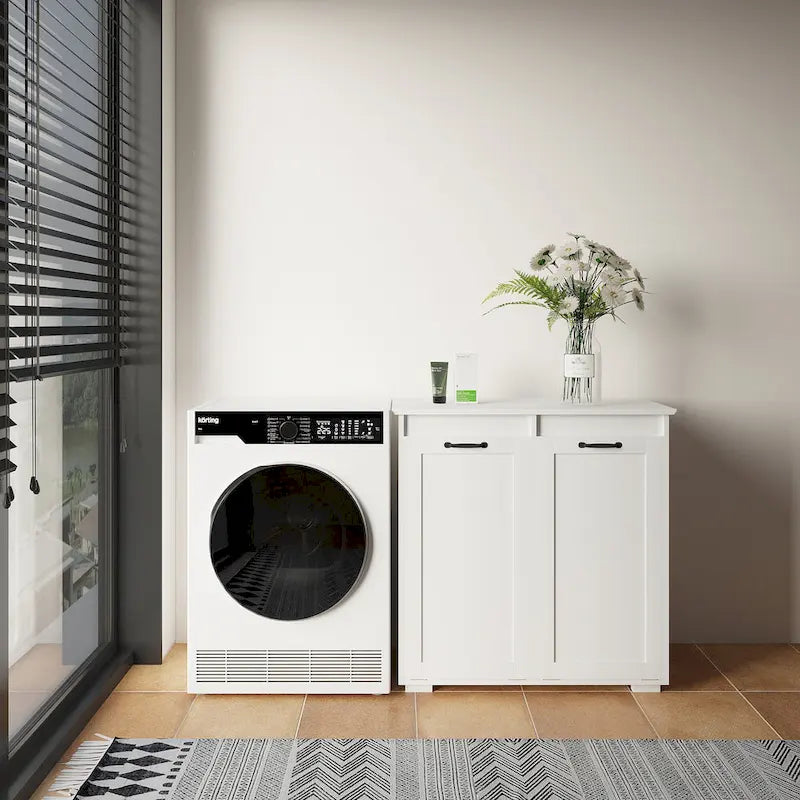 Laundry Storage Cabinet with 2 Removable Liner Bags and Divided Hamper
