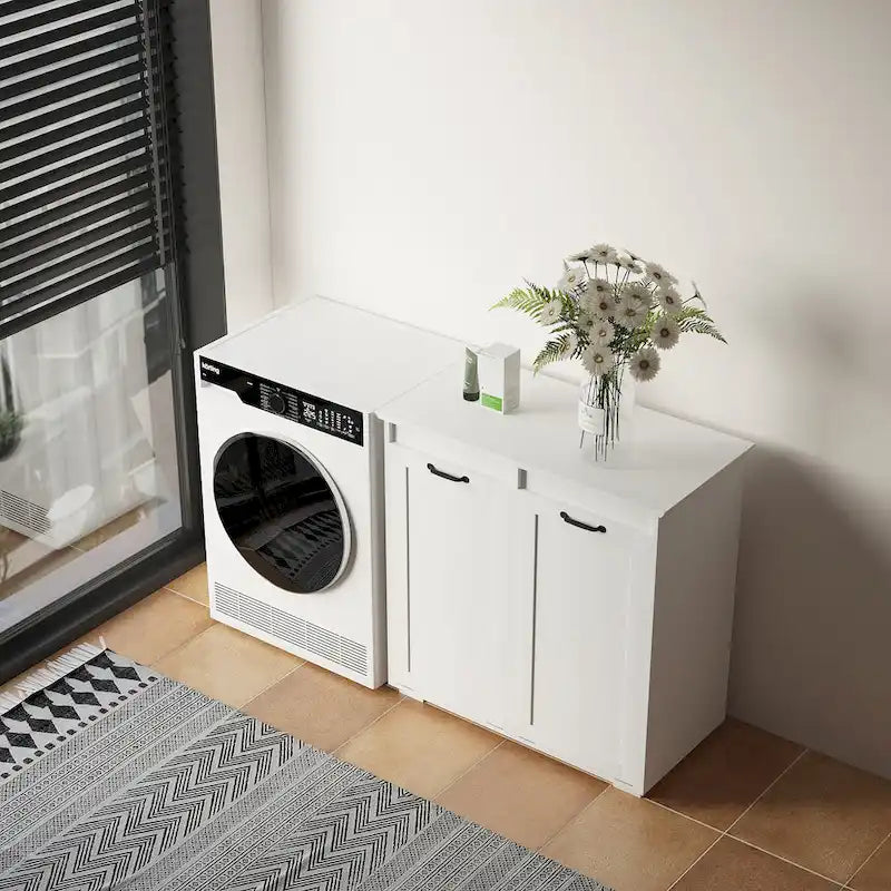 Laundry Storage Cabinet with 2 Removable Liner Bags and Divided Hamper