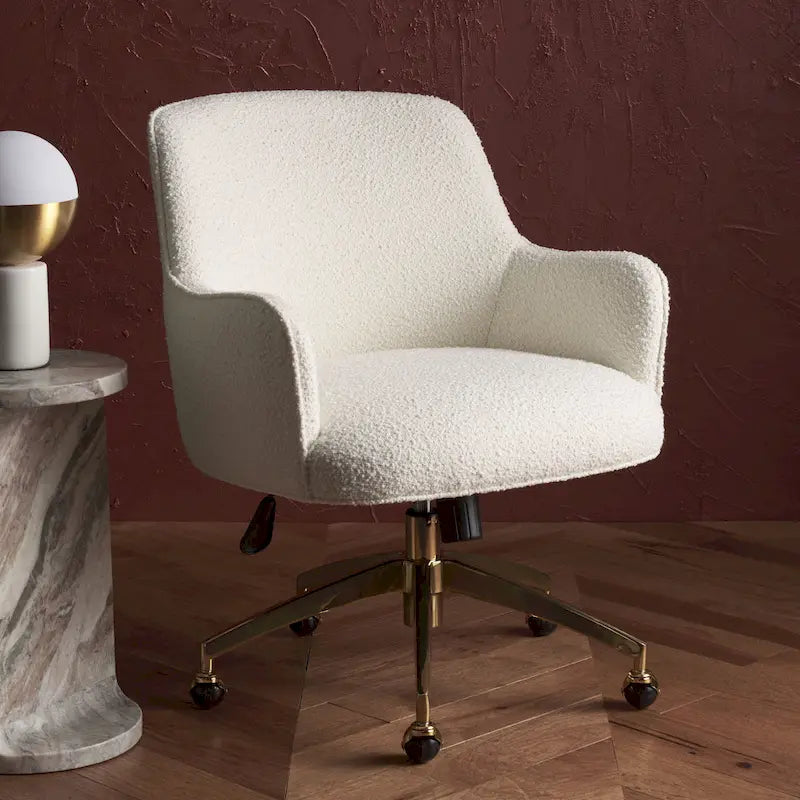 Adjustable Velvet Swivel Desk Chair with Glamorous Base - 26.5W x 27.8D x 33.3H