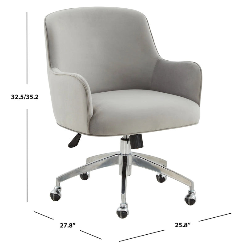 Adjustable Velvet Swivel Desk Chair with Glamorous Base - 26.5W x 27.8D x 33.3H