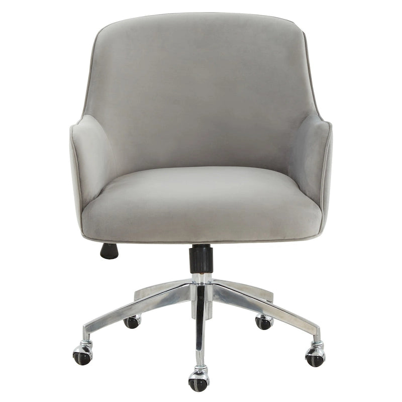 Adjustable Velvet Swivel Desk Chair with Glamorous Base - 26.5W x 27.8D x 33.3H