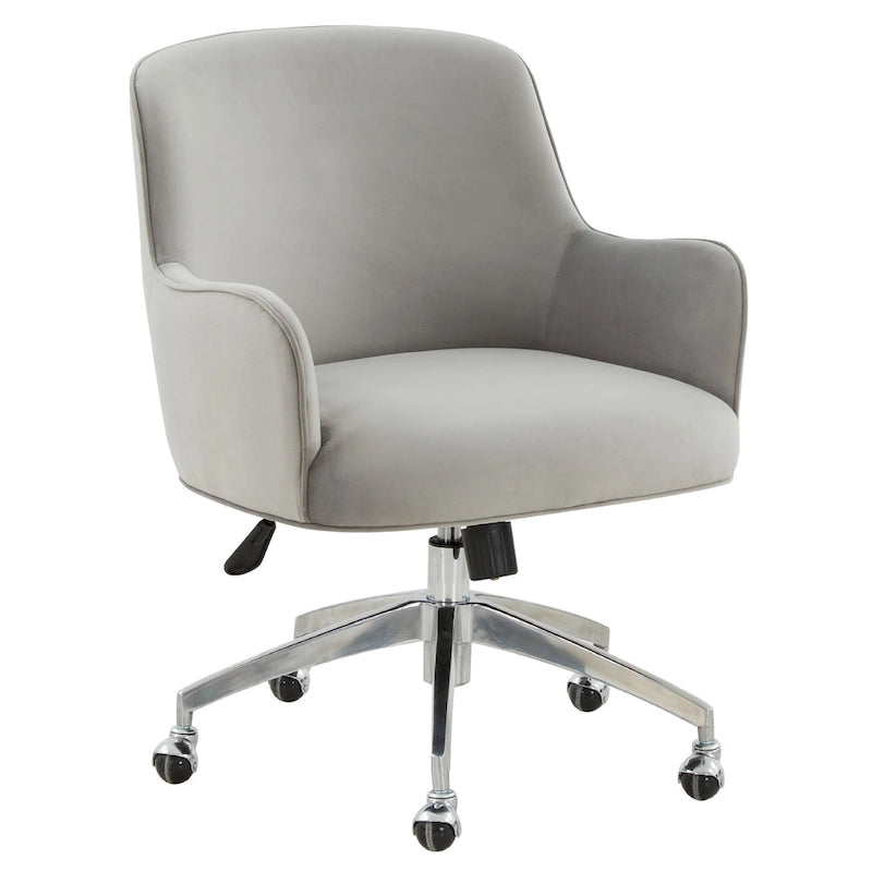 Adjustable Velvet Swivel Desk Chair with Glamorous Base - 26.5W x 27.8D x 33.3H