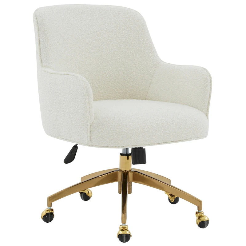 Adjustable Velvet Swivel Desk Chair with Glamorous Base - 26.5W x 27.8D x 33.3H