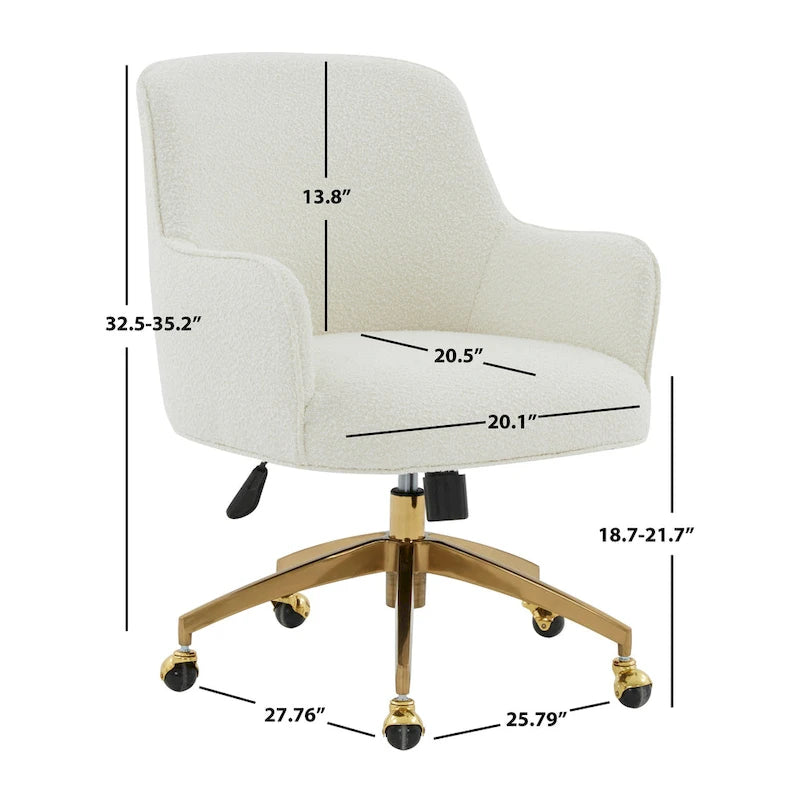 Adjustable Velvet Swivel Desk Chair with Glamorous Base - 26.5W x 27.8D x 33.3H
