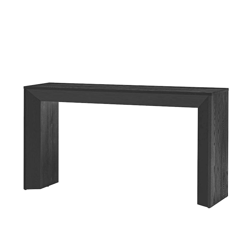 59-Inch Fireplace-Inspired Console Table with Wood Veneer Top