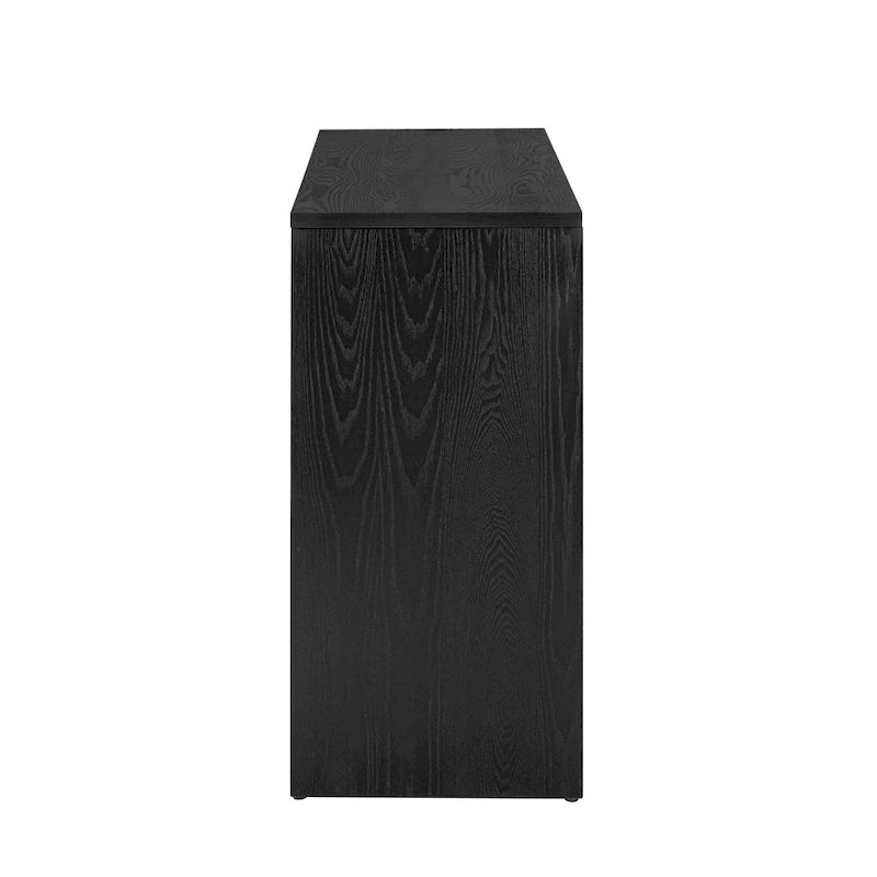 59-Inch Fireplace-Inspired Console Table with Wood Veneer Top