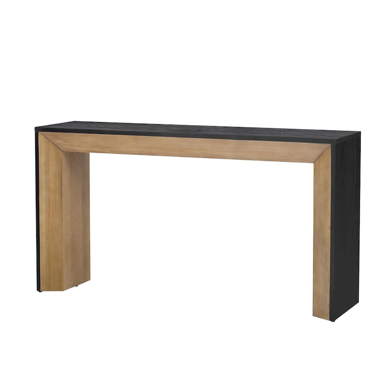 59-Inch Fireplace-Inspired Console Table with Wood Veneer Top