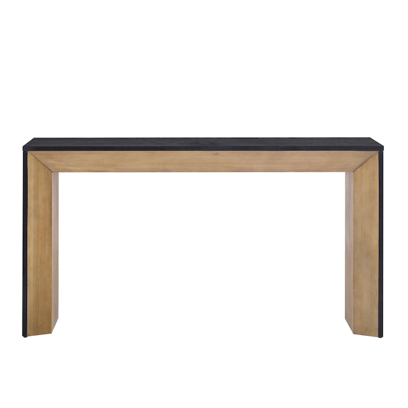 59-Inch Fireplace-Inspired Console Table with Wood Veneer Top