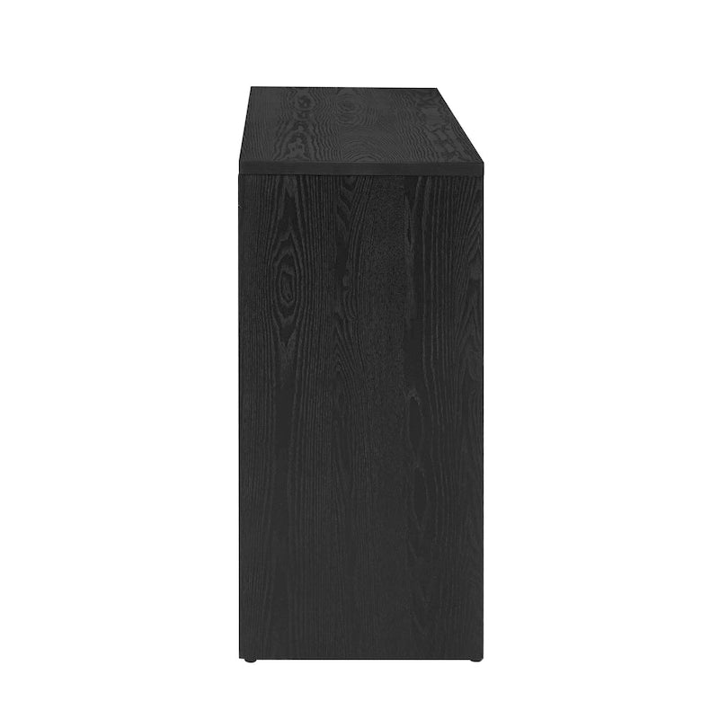 59-Inch Fireplace-Inspired Console Table with Wood Veneer Top