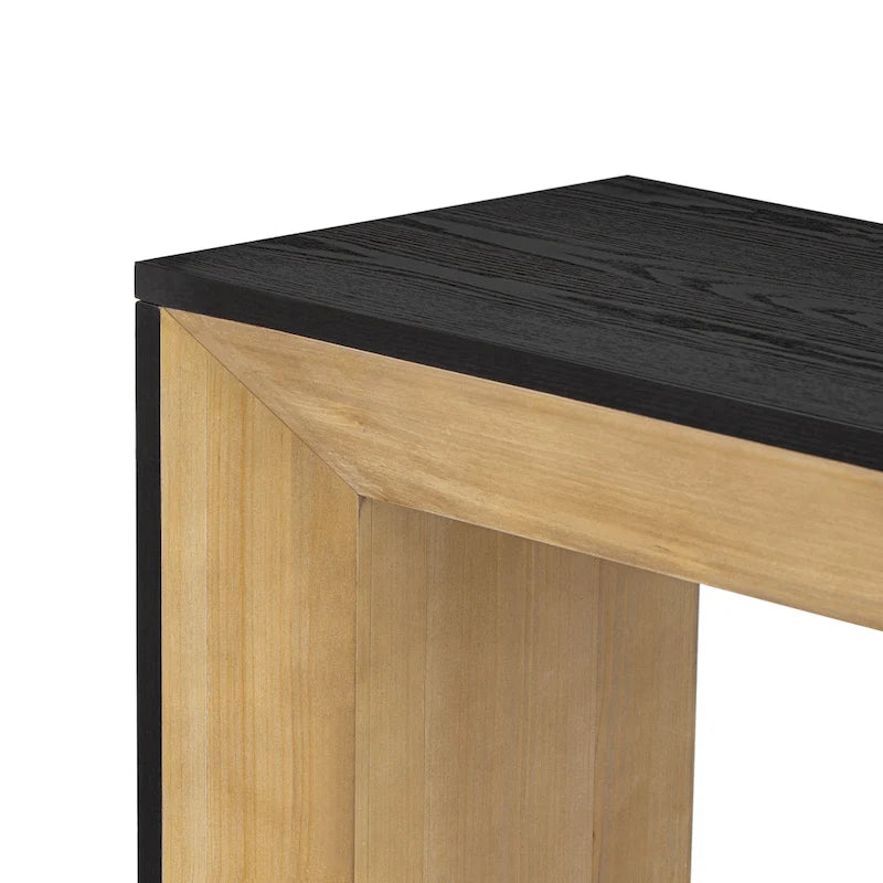 59-Inch Fireplace-Inspired Console Table with Wood Veneer Top