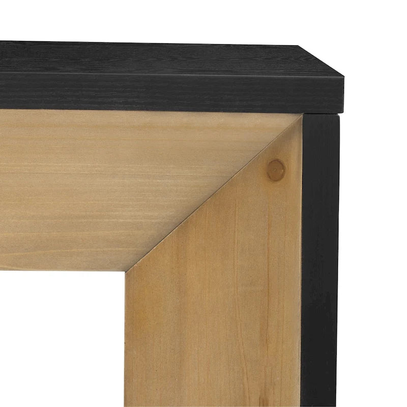 59-Inch Fireplace-Inspired Console Table with Wood Veneer Top