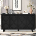 4-Door Sideboard Cabinet with Embossed Curved Doors and Adjustable Shelves