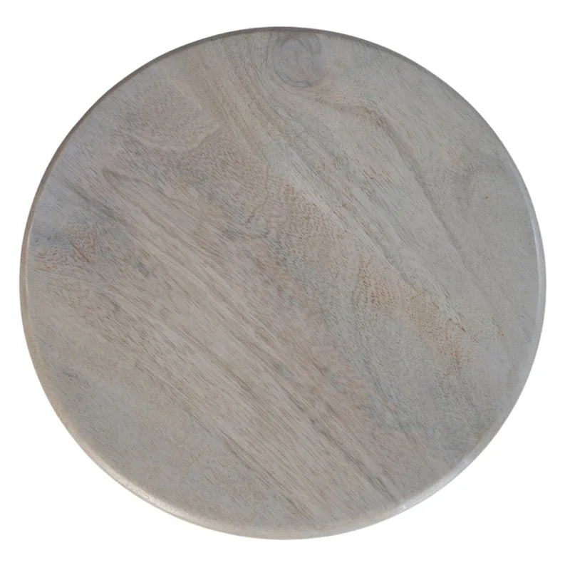 Tia 12-Inch Round Mango Wood Side Table with Turned Pedestal Base