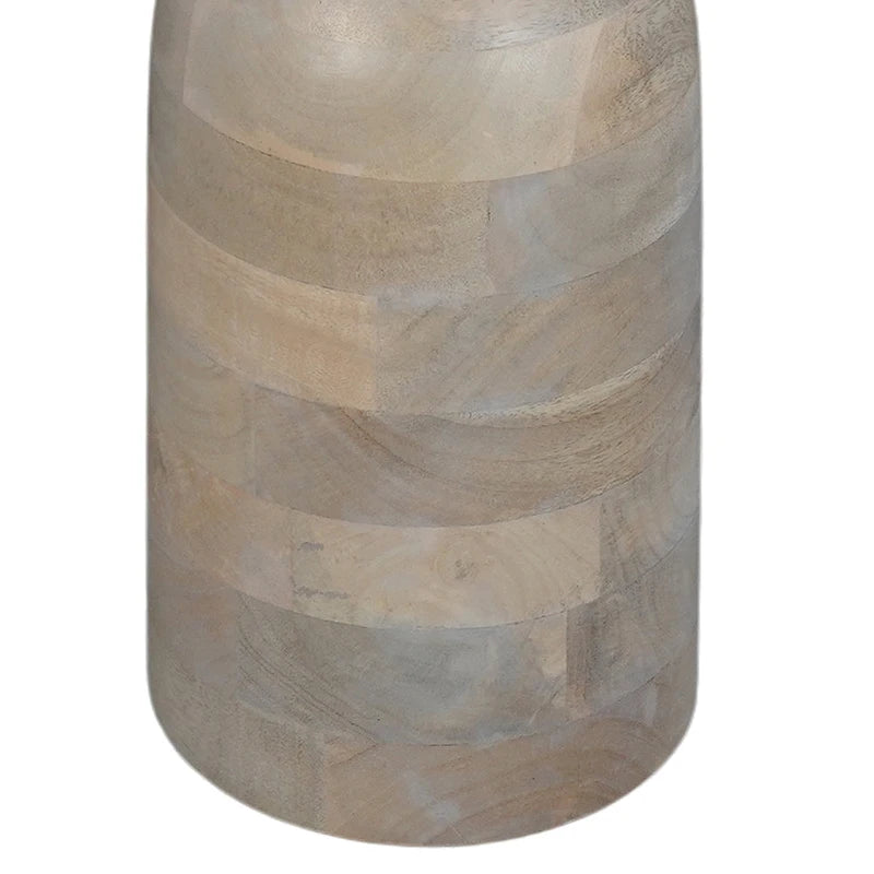 Tia 12-Inch Round Mango Wood Side Table with Turned Pedestal Base
