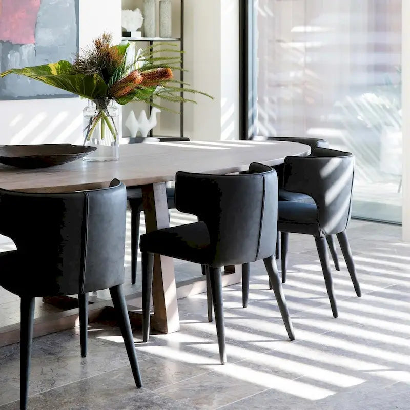Extended Wingback Modern Leather Dining Chair