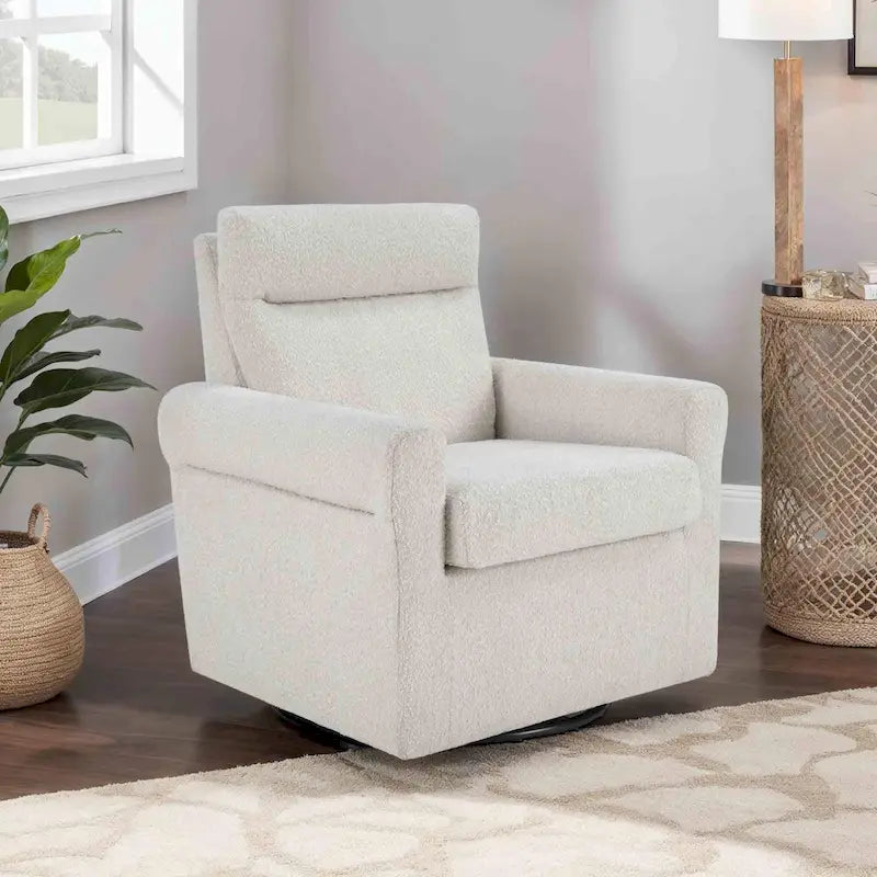Swivel Accent Armchair with Plush Headrest and Removable Cushion