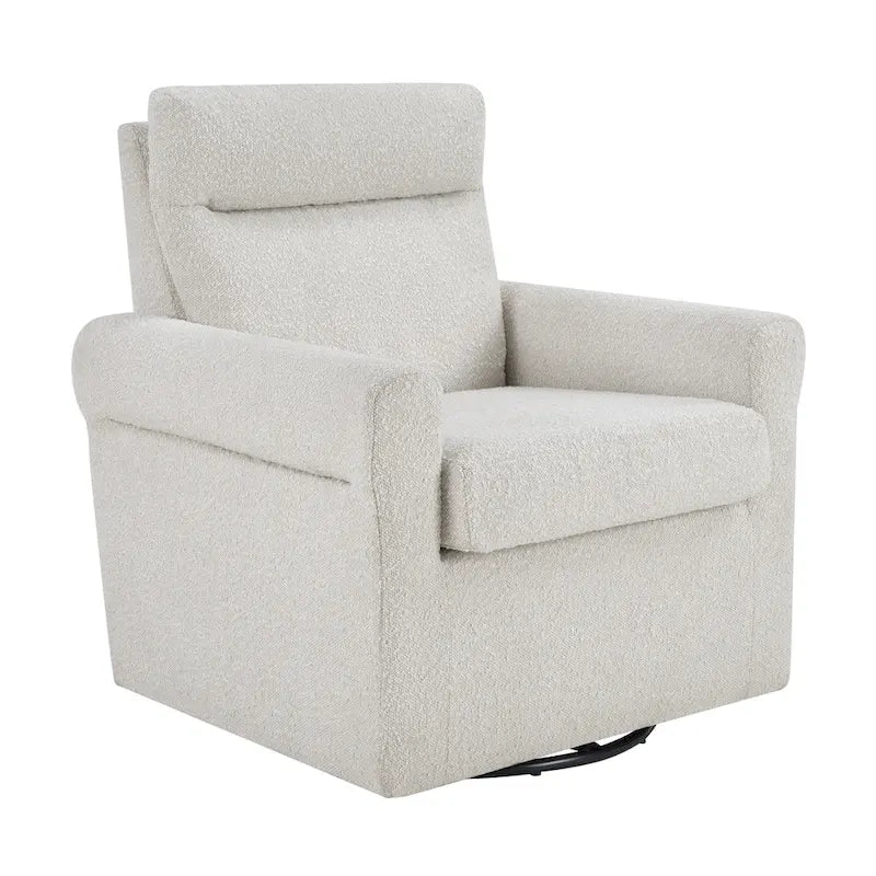 Swivel Accent Armchair with Plush Headrest and Removable Cushion