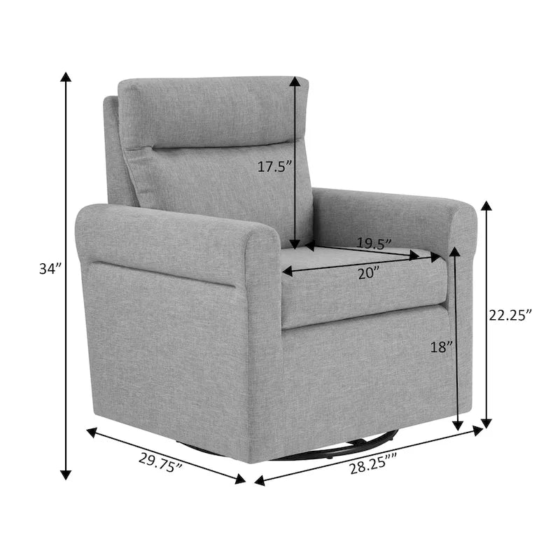 Swivel Accent Armchair with Plush Headrest and Removable Cushion