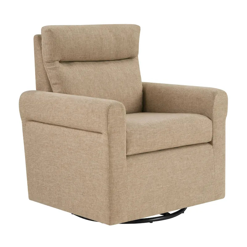 Swivel Accent Armchair with Plush Headrest and Removable Cushion