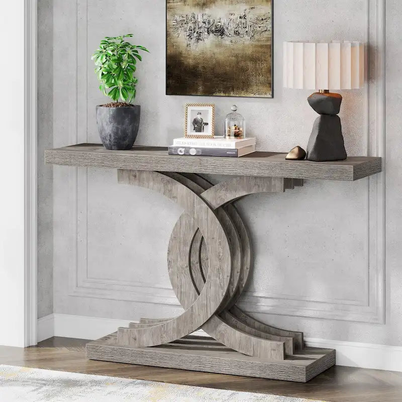 39-Inch Farmhouse Console Table with Metal Legs - Entryway Sofa Table