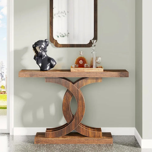 39-Inch Farmhouse Console Table with Metal Legs - Entryway Sofa Table