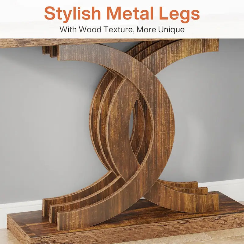 39-Inch Farmhouse Console Table with Metal Legs - Entryway Sofa Table