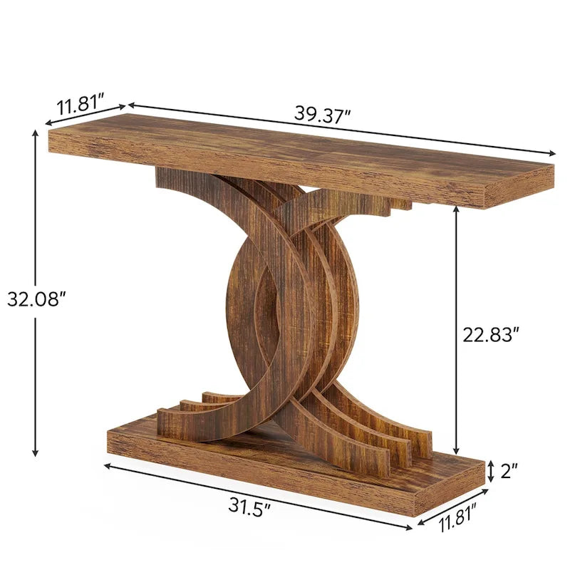 39-Inch Farmhouse Console Table with Metal Legs - Entryway Sofa Table