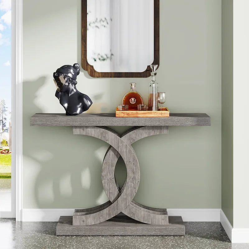 39-Inch Farmhouse Console Table with Metal Legs - Entryway Sofa Table