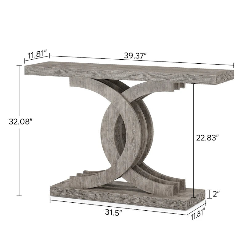 39-Inch Farmhouse Console Table with Metal Legs - Entryway Sofa Table