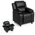 Gymax Kids PU Leather Recliner Sofa with Flip-Up Armrest - Ages 2-8