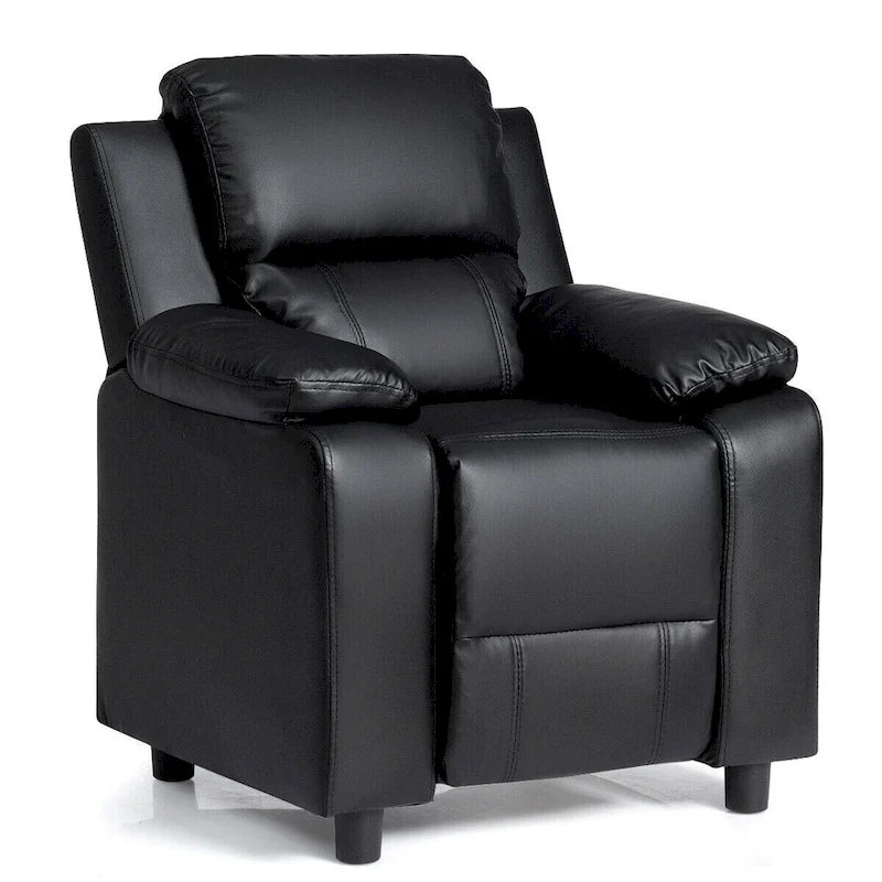Gymax Kids PU Leather Recliner Sofa with Flip-Up Armrest - Ages 2-8
