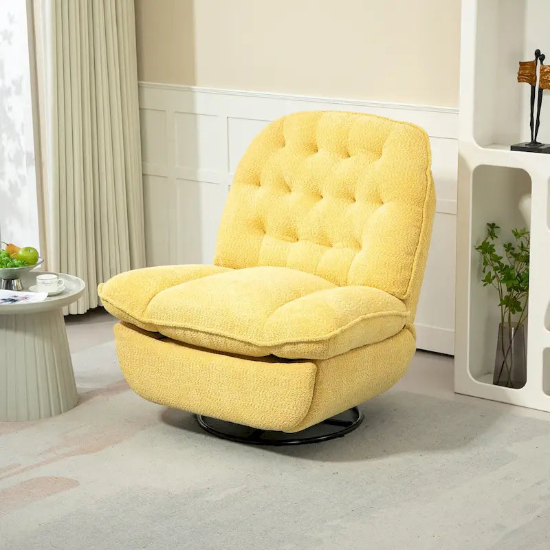Oversized Chenille Swivel Glider Recliner with 360° Rotation and Extended Footrest