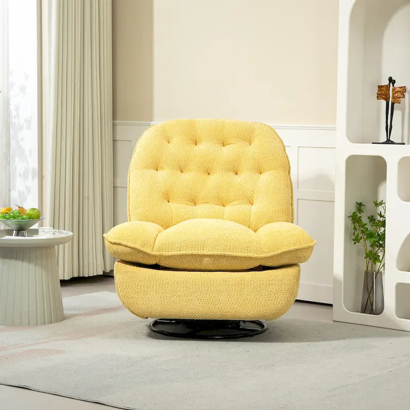Oversized Chenille Swivel Glider Recliner with 360° Rotation and Extended Footrest