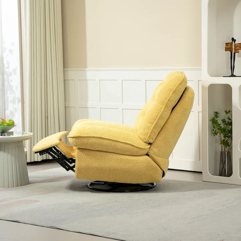 Oversized Chenille Swivel Glider Recliner with 360° Rotation and Extended Footrest