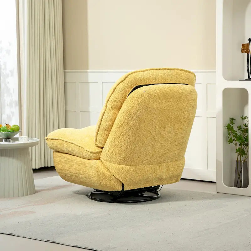 Oversized Chenille Swivel Glider Recliner with 360° Rotation and Extended Footrest