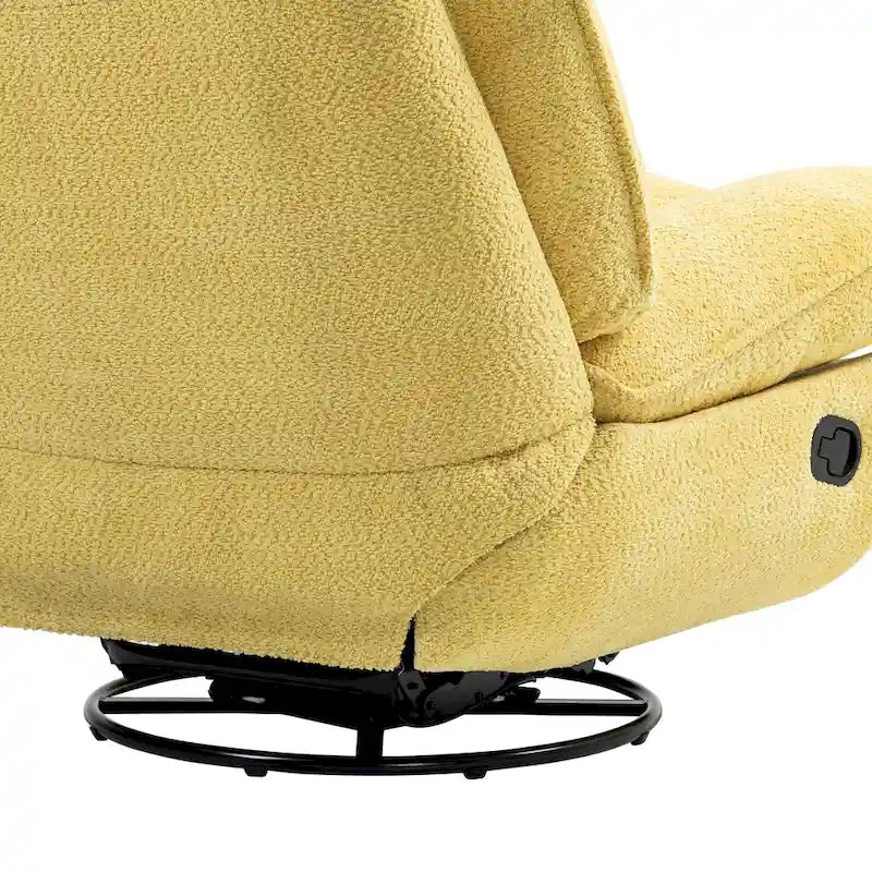 Oversized Chenille Swivel Glider Recliner with 360° Rotation and Extended Footrest