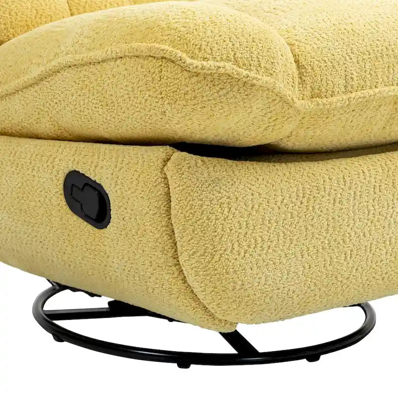 Oversized Chenille Swivel Glider Recliner with 360° Rotation and Extended Footrest
