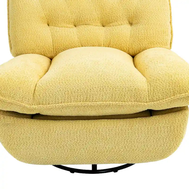 Oversized Chenille Swivel Glider Recliner with 360° Rotation and Extended Footrest