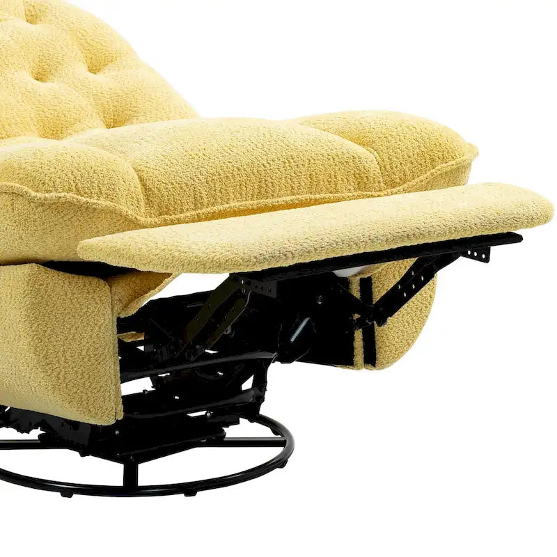 Oversized Chenille Swivel Glider Recliner with 360° Rotation and Extended Footrest