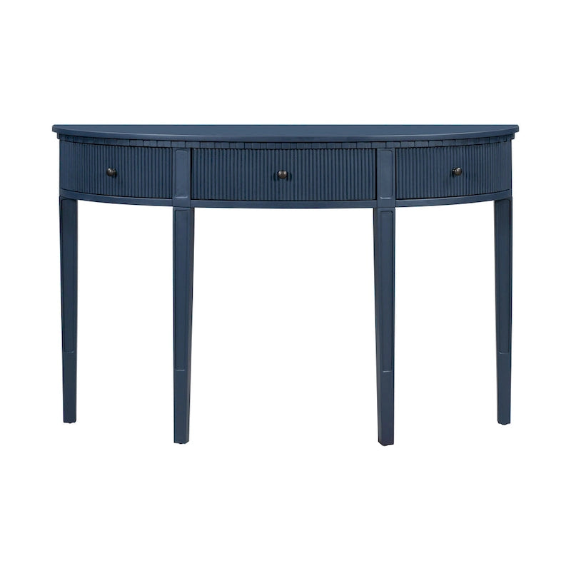 51-Inch Modern Curved Console Table with Vertical Stripe Drawers