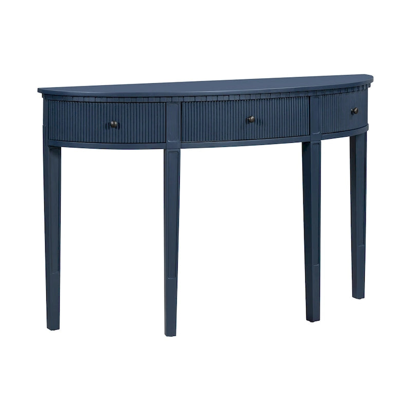 51-Inch Modern Curved Console Table with Vertical Stripe Drawers