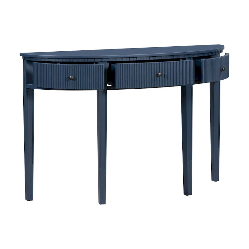 51-Inch Modern Curved Console Table with Vertical Stripe Drawers