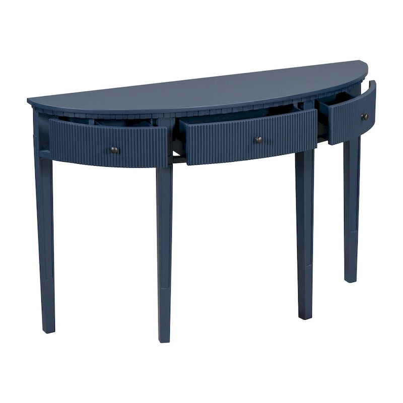 51-Inch Modern Curved Console Table with Vertical Stripe Drawers