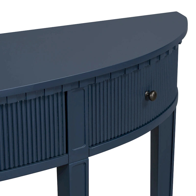 51-Inch Modern Curved Console Table with Vertical Stripe Drawers