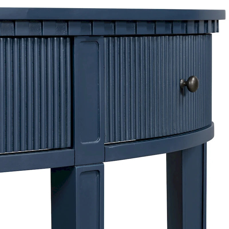 51-Inch Modern Curved Console Table with Vertical Stripe Drawers