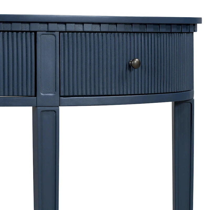 51-Inch Modern Curved Console Table with Vertical Stripe Drawers
