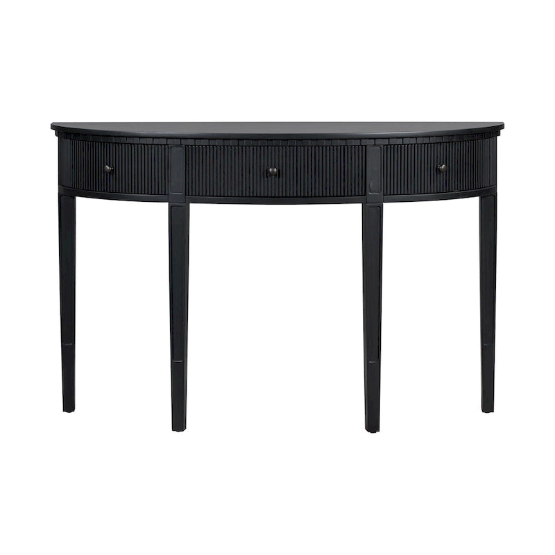 51-Inch Modern Curved Console Table with Vertical Stripe Drawers