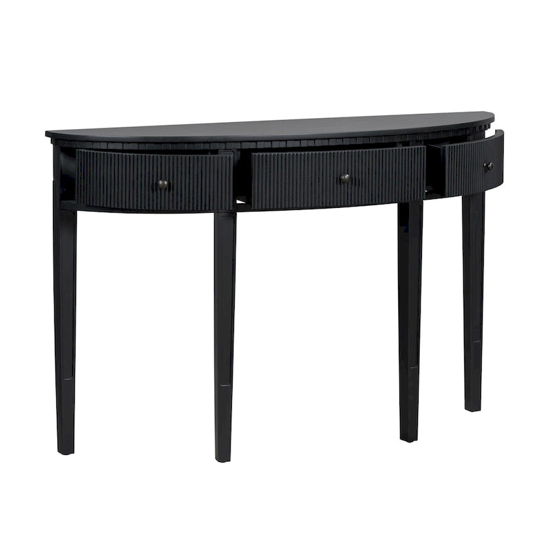 51-Inch Modern Curved Console Table with Vertical Stripe Drawers