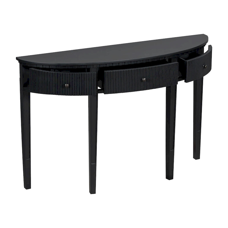 51-Inch Modern Curved Console Table with Vertical Stripe Drawers
